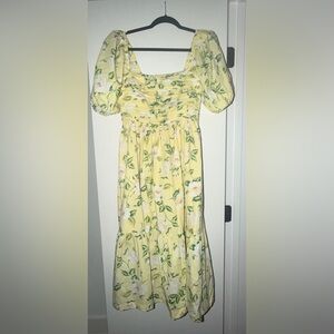 Abercrombie & Fitch Yellow Floral Midi Dress